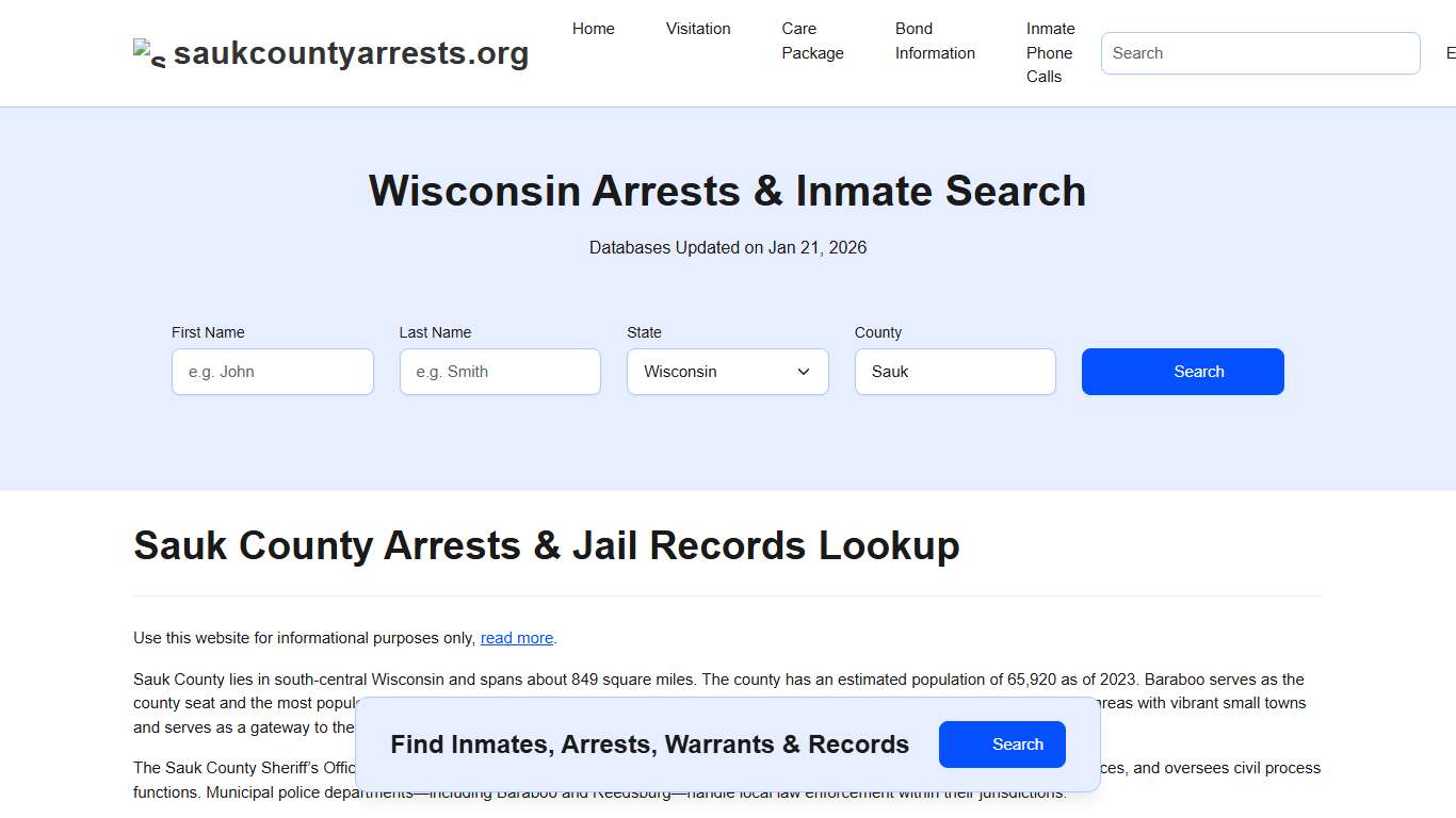 Sauk County, WI Arrests, Warrants, Police Records Search